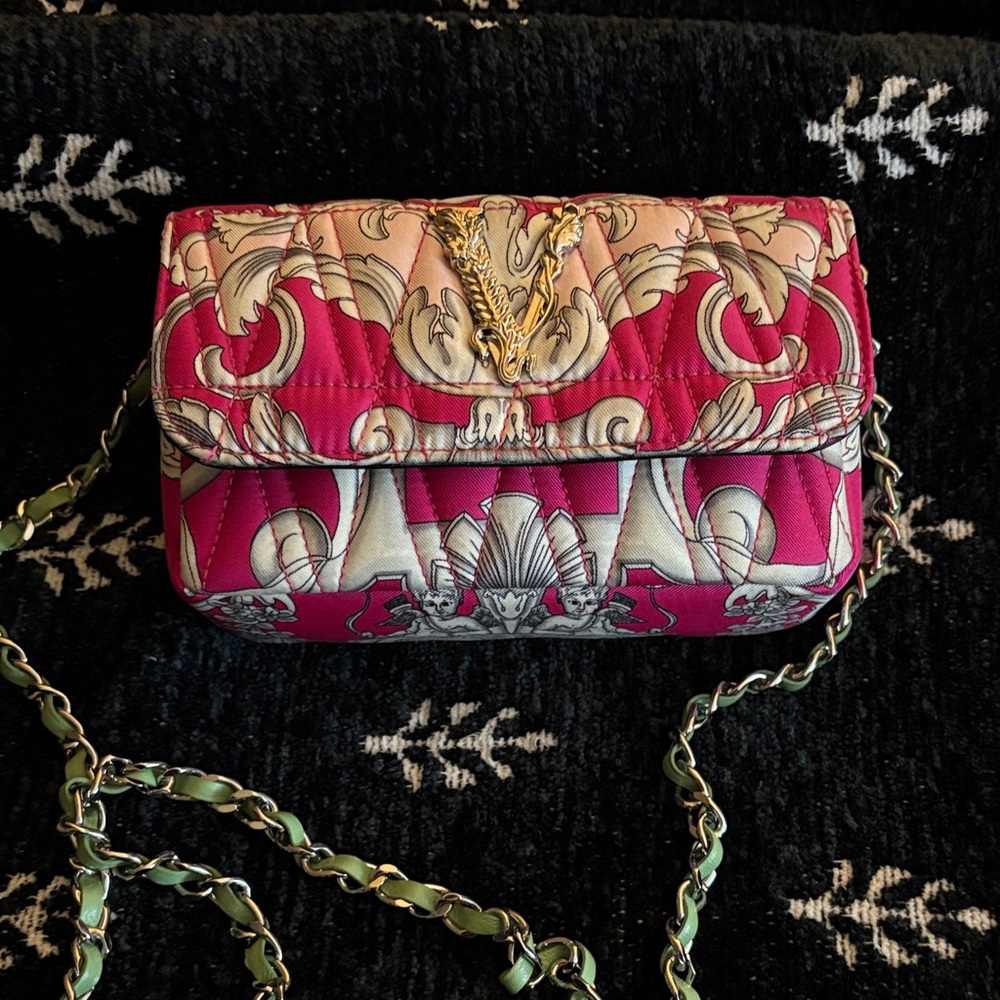 Elegant Versace Pink and Gold Designer Women's Bag